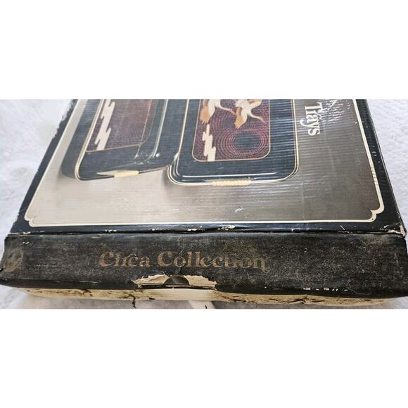 Vintage Set Of 3 Lacquerware Nesting Trays Gold Trim Flying Cranes Made in Japan - Picture 6 of 6